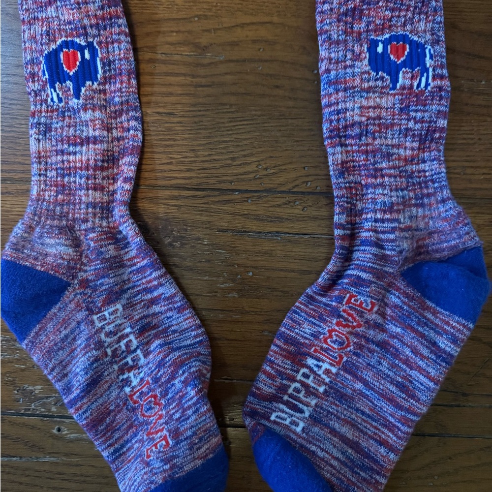 BuffaLove Blue and Red Socks- Washed, Never Worn